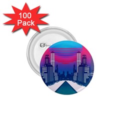 Retro Cityscape Artist Artwork Digital Art 1.75  Buttons (100 pack) 