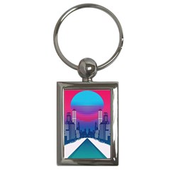 Retro Cityscape Artist Artwork Digital Art Key Chain (Rectangle)