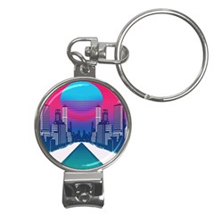 Retro Cityscape Artist Artwork Digital Art Nail Clippers Key Chain