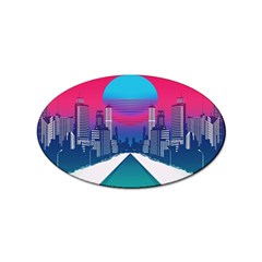 Retro Cityscape Artist Artwork Digital Art Sticker (oval) by Salman4z