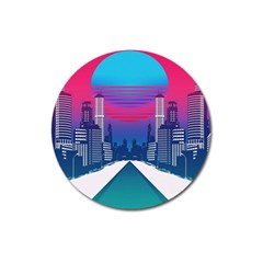 Retro Cityscape Artist Artwork Digital Art Magnet 3  (Round)