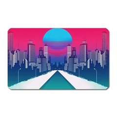 Retro Cityscape Artist Artwork Digital Art Magnet (Rectangular)