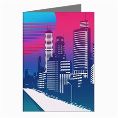 Retro Cityscape Artist Artwork Digital Art Greeting Cards (Pkg of 8)