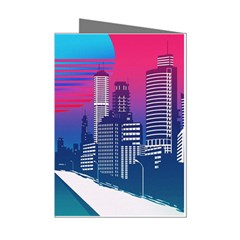 Retro Cityscape Artist Artwork Digital Art Mini Greeting Cards (Pkg of 8)