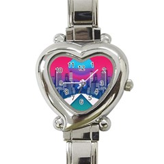 Retro Cityscape Artist Artwork Digital Art Heart Italian Charm Watch