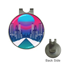 Retro Cityscape Artist Artwork Digital Art Hat Clips with Golf Markers