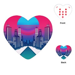 Retro Cityscape Artist Artwork Digital Art Playing Cards Single Design (heart) by Salman4z