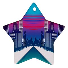 Retro Cityscape Artist Artwork Digital Art Star Ornament (Two Sides)