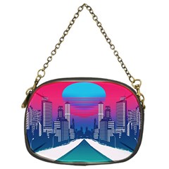 Retro Cityscape Artist Artwork Digital Art Chain Purse (One Side)