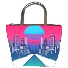 Retro Cityscape Artist Artwork Digital Art Bucket Bag