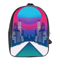 Retro Cityscape Artist Artwork Digital Art School Bag (Large)