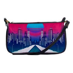 Retro Cityscape Artist Artwork Digital Art Shoulder Clutch Bag