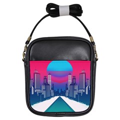 Retro Cityscape Artist Artwork Digital Art Girls Sling Bag