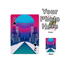 Retro Cityscape Artist Artwork Digital Art Playing Cards 54 Designs (Mini)