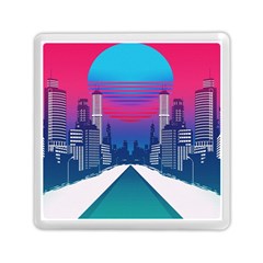 Retro Cityscape Artist Artwork Digital Art Memory Card Reader (Square)