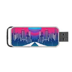 Retro Cityscape Artist Artwork Digital Art Portable USB Flash (One Side)