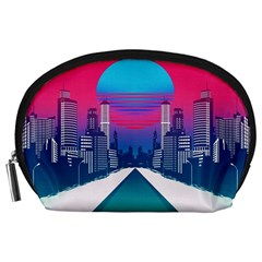 Retro Cityscape Artist Artwork Digital Art Accessory Pouch (Large)