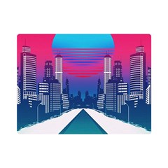 Retro Cityscape Artist Artwork Digital Art Premium Plush Fleece Blanket (Mini)