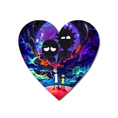 Rick And Morty In Outer Space Heart Magnet by Salman4z