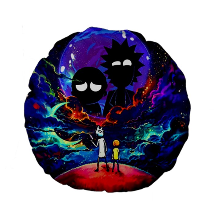Rick And Morty In Outer Space Standard 15  Premium Flano Round Cushions