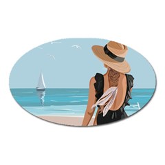 Rest By The Sea Oval Magnet by SychEva