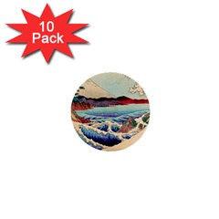 Wave Japanese Mount Fuji Woodblock Print Ocean 1  Mini Buttons (10 pack) 