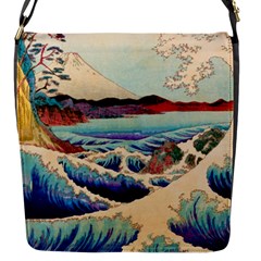 Wave Japanese Mount Fuji Woodblock Print Ocean Flap Closure Messenger Bag (s) by Salman4z