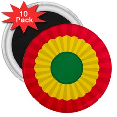 National Cockade Of Bolivia 3  Magnets (10 Pack)  by abbeyz71