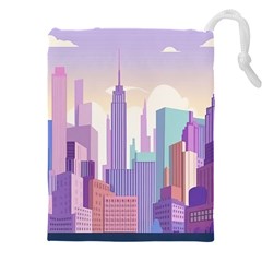 New York Skyline Cityscape Nyc New York City Drawstring Pouch (5xl) by Jancukart