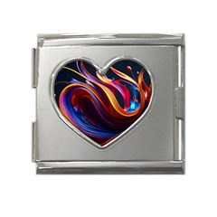 Waves Splash Liquid Paint Wall Mega Link Heart Italian Charm (18mm) by Jancukart