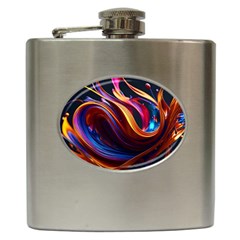 Waves Splash Liquid Paint Wall Hip Flask (6 Oz) by Jancukart