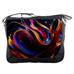 Waves Splash Liquid Paint Wall Messenger Bag by Jancukart