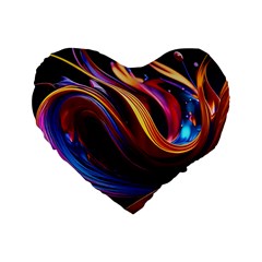 Waves Splash Liquid Paint Wall Standard 16  Premium Flano Heart Shape Cushions by Jancukart