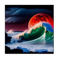 Sea Ocean Waves Rocks Sunset Artwork Face Towel by Jancukart