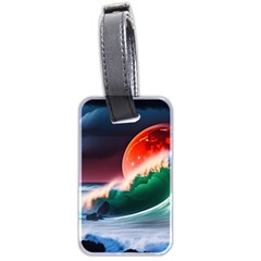 Sea Ocean Waves Rocks Sunset Artwork Luggage Tag (two Sides) by Jancukart
