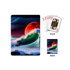 Sea Ocean Waves Rocks Sunset Artwork Playing Cards Single Design (mini) by Jancukart