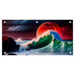 Sea Ocean Waves Rocks Sunset Artwork Banner And Sign 6  X 3  by Jancukart