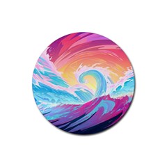 Waves Ocean Sea Tsunami Nautical 9 Rubber Coaster (round) by Jancukart