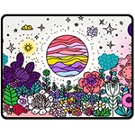 Rainbow Fun Cute Minimal Doodle Drawing Fleece Blanket (Medium) 60 x50  Blanket Front