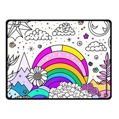 Rainbow Fun Cute Minimal Doodle Drawing 3 Fleece Blanket (small) by Jancukart