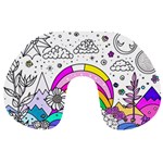 Rainbow Fun Cute Minimal Doodle Drawing 3 Travel Neck Pillow Back