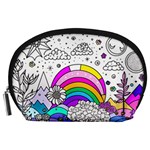 Rainbow Fun Cute Minimal Doodle Drawing 3 Accessory Pouch (Large) Front