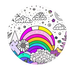 Rainbow Fun Cute Minimal Doodle Drawing 3 Mini Round Pill Box (pack Of 5)