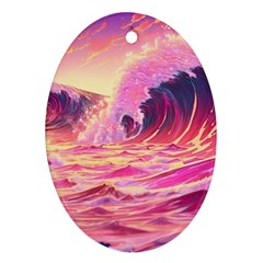 Waves Ocean Sea Tsunami Nautical 5 Ornament (oval)