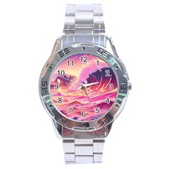 Waves Ocean Sea Tsunami Nautical 5 Stainless Steel Analogue Watch by Jancukart