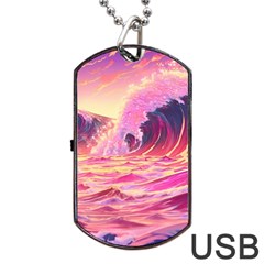 Waves Ocean Sea Tsunami Nautical 5 Dog Tag Usb Flash (two Sides) by Jancukart