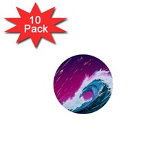 Tsunami Waves Ocean Sea Nautical Nature Water Unique 1  Mini Buttons (10 Pack)  by Jancukart