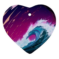 Tsunami Waves Ocean Sea Nautical Nature Water Unique Heart Ornament (two Sides) by Jancukart