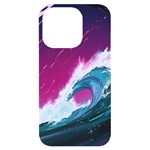 Tsunami Waves Ocean Sea Nautical Nature Water Unique iPhone 14 Pro Black UV Print Case Front