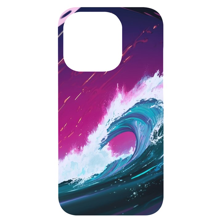 Tsunami Waves Ocean Sea Nautical Nature Water Unique iPhone 14 Pro Black UV Print Case